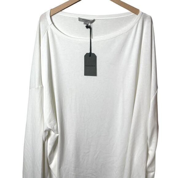 AllSaints Rita T Shirt Long Sleeve Drop Shoulder Designer Oversize Tee Top Large - Picture 4 of 11